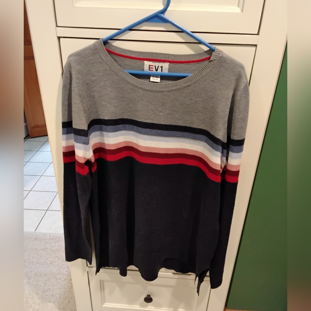 Ellen Degeneres Gray and Multicolor Striped Sweater